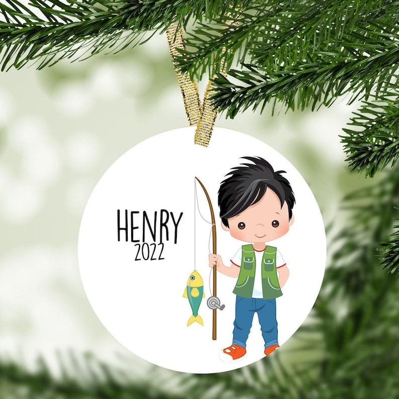 Boy Fishing Personalized Christmas Ornament - Fishing Ornament Personalized Gift image 4