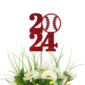 2024 Baseball Glitter Centerpiece Picks - Class of 2024 Graduation Party Decor, College Graduation, High School Grad,