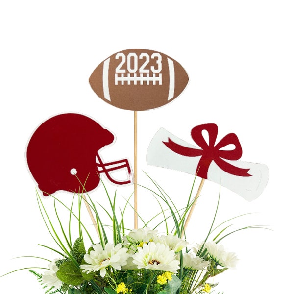 Graduation Party Centerpiece, 6 piece set, Class of 2024, Football Player, High School Grad, Party Decorations - Table Decor