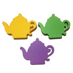 Tea Pot Paper Die Cut 3.5" Tea Party Place Cards - Birthday Party Name Tags - Party Favor Labels