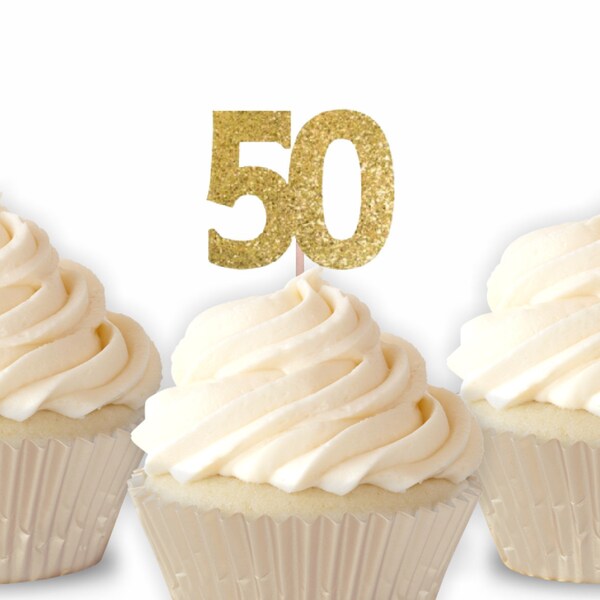 50th Anniversary Cupcake Toppers Etsy