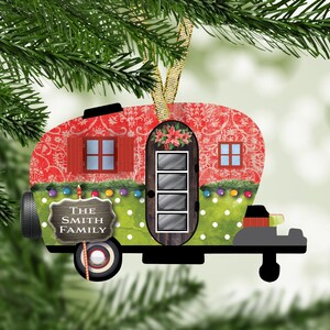 Adorno navideño de caravana: regalo de camping, decoración navideña personalizada, adorno de caravana, regalo personalizado imagen 1