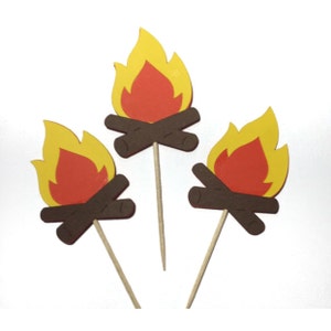 Campfire Cupcake Toppers Camping Theme Birthday Party - Etsy