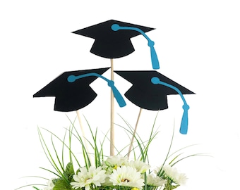 Graduation Cap Centerpiece Picks,  Table Decorations, Class of 2024, College Graduation, Graduation Party