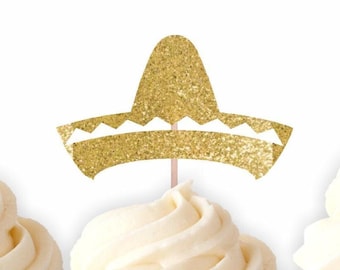Sombrero Cupcake Toppers, Taco Birthday, Birthday party, Fiesta Theme, Mexican party, Fiesta shower, Cinco de Mayo