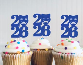 2027 Theatre Graduation Cupcake Toppers – Drama Party Picks, Class of 2027