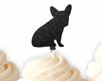 French Bulldog Cupcake Toppers, Dog Cupcake, Dog Birthday, Food Picks, French Bulldog Party, Pet birthday, Puppy Party,