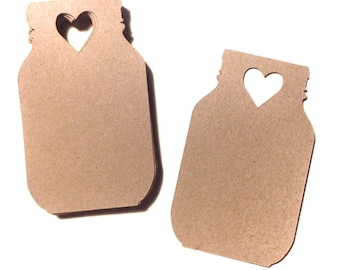 Mason Jar Heart Gift Tags - Valentines Day Party Favor - Rustic Wedding