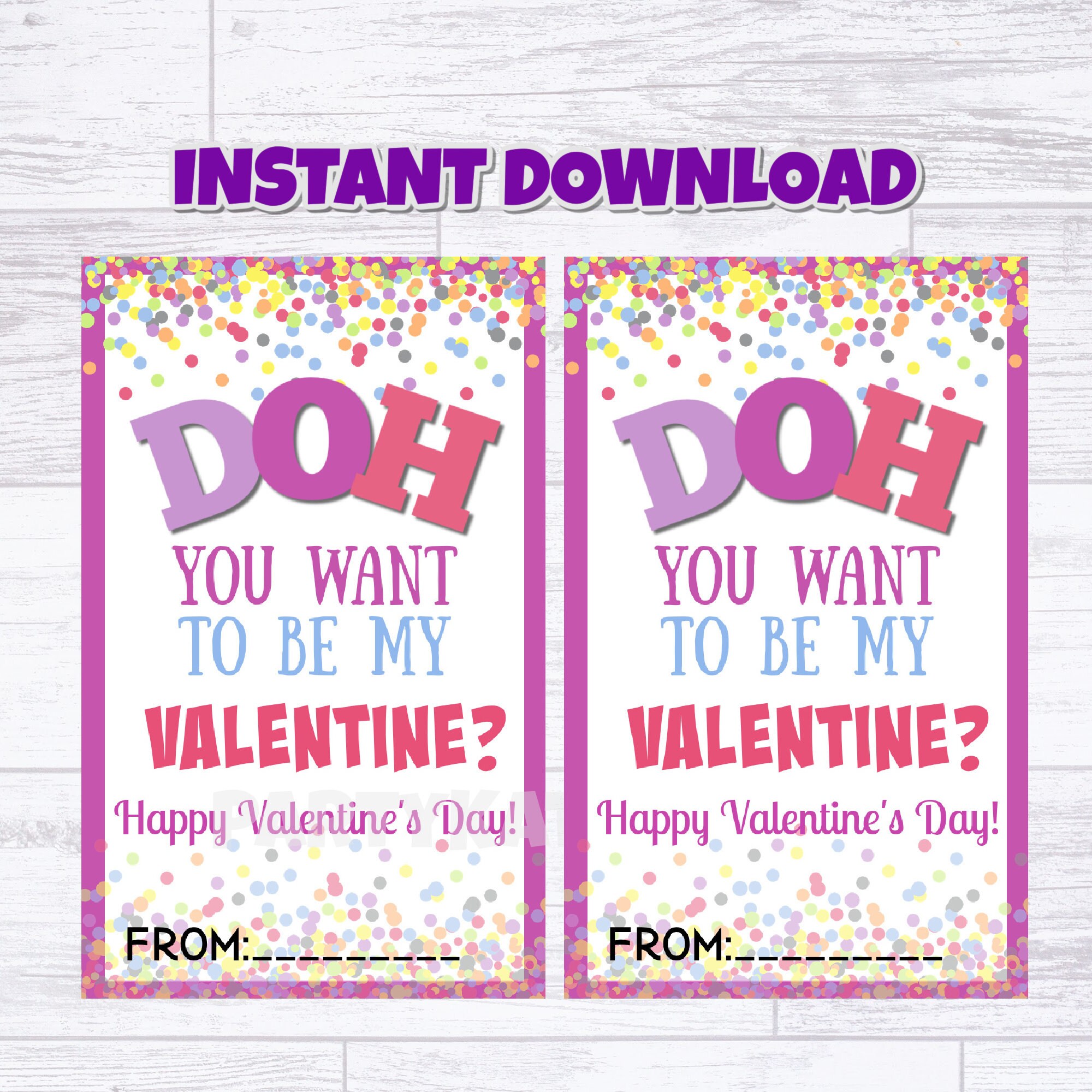 Doh You Want to Be My Valentine Printable Tag Play Dough Instant Download Kids Non-candy Valentine - Etsy