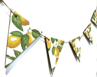 Fireplace Garland Summer Banner, Lemon Wood Decor, Birch Plywood, Indoor Seasonal Decoration