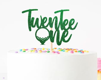 TwenTee  One Cake Topper - Golf 21st Birthday Cake Topper, Birthday Party Decorations, Golfing Party