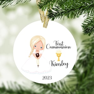 First Communion Christmas Ornament - Girl Communion Ornament, First Holy Communion, Keepsake Ornament,