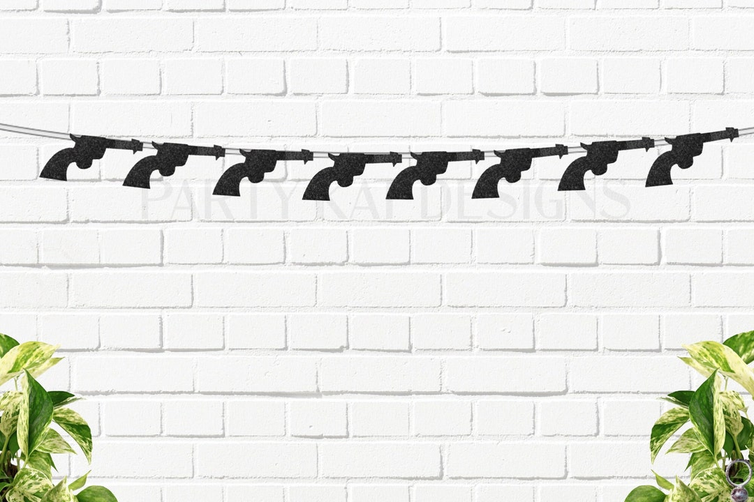 Pistol Garland, Glitter Gun Banner, Guns or Glitter, Pistols or Pearls
