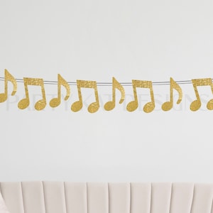 Music Note Garland, Glitter Music Note Banner, Music Party Decorations, Concert Themed Party Decor, Rock n Roll Party Decor, Musician Party