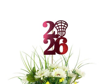 Class of 2026 Lacrosse Glitter Centerpiece Picks - Graduation Party Decor, Senior Night, High School