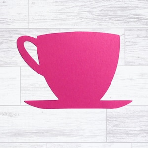 Tea Cup Paper Die Cut Tags  3&quot; Tea Party Baby Shower Theme - Birthday Party Name Tags