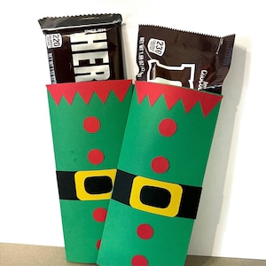 Christmas Candy Bar Wrappers - Christmas Candy Sleeves - Elf Party favors - Chocolate Party Favor
