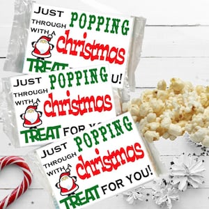 Instant Download Christmas Popcorn Wrappers - Microwave popcorn, Christmas Printable, Christmas Party, Popcorn Sleeve