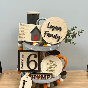 Family Tiered Tray - Home Tiered Tray, Farmhouse Signs, Personalized Signs -