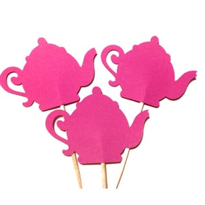 Tea Party Teapot Cupcake Toppers - Wonderland Theme, Birthday Party, Party Decorations, Garden Party, Food Picks, Tea Party, Baby Shower