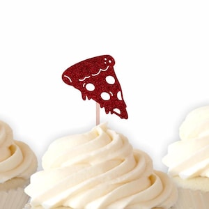 Pizza Cupcake Toppers, Pizza Birthday Decor, Italian Cupcake Toppers, Pizza Party Decorations, Pizza Slice, Italian Party,