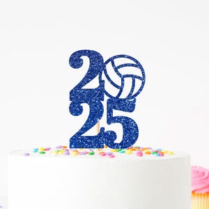 Class of 2025 Glitter Volleyball Graduation Cake Topper - Graduation Party Cake, Volleyball Party, High school Grad, College graduation