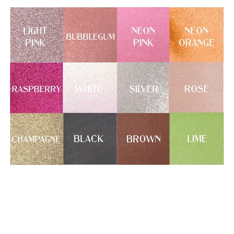 a group of different colors of glitter on a white background