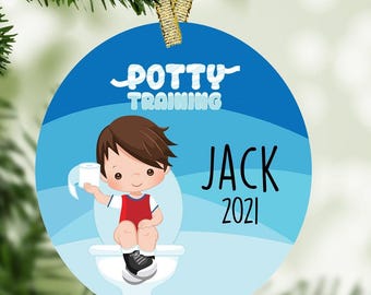 Potty Training Personalized Christmas Ornament - Potty Ornament, Potty Trained, Milestone Ornament, Toddler Ornament