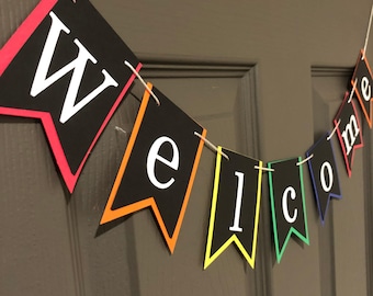 Classroom Welcome Door Banner Decoration - Back to School Class Sign, Teacher Name Gift