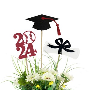 Class of 2024 Graduation Centerpiece Picks - Baseball Centerpiece, College High School Graduation party, Baseball Player Graduation,