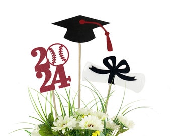 Class of 2024 Graduation Centerpiece Picks - Baseball Centerpiece, College High School Graduation party, Baseball Player Graduation,