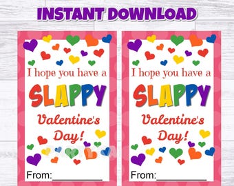 Slap Bracelet Printable Valentine Tag - Instant Download, Valentine's Day, Kids Valentine,