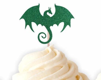 Dragon Cupcake Toppers - Mystical Fairy Tale Birthday Decorations