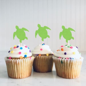 Sea Turtle Cupcake Toppers, Ocean Party decor, Birthday Party, Under The Sea, Mermaid birthday, Beach Party