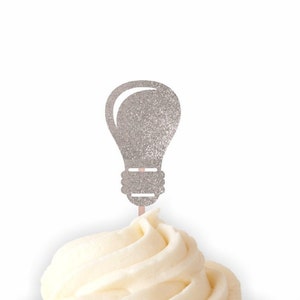 Lightbulb Cupcake Toppers, Electrician Birthday, Birthday Party, Electrician Graduation, Electrician Retirement Party, Science Party