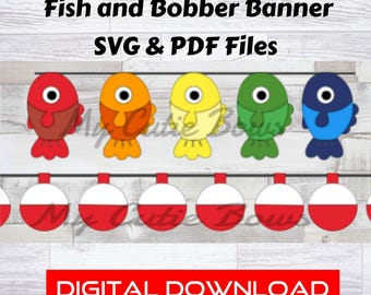 Banner para festa de aniversário de pesca Big One SVG PDF - Download digital Tema de peixe Primeiro aniversário