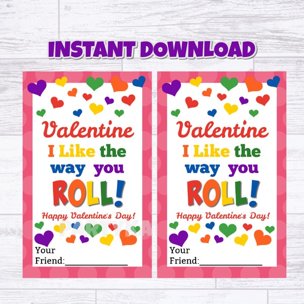 Printable Valentines Day Fruit Roll up Tags - Preschool Snack Label - Kids Class Gift