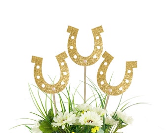 Horseshoe Centerpiece Picks - Western Birthday Party Table Decoration, Cowboy Party, St. Patricks Day