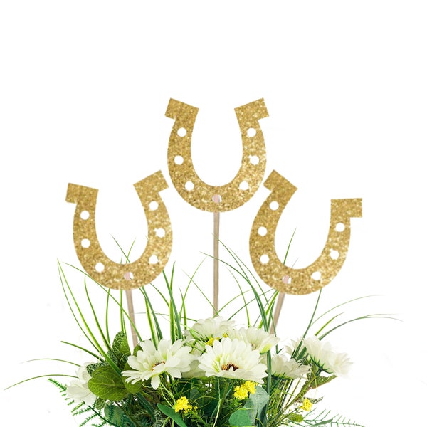 Horseshoe Centerpiece Picks - Western Birthday Party Table Decoration, Cowboy Party, St. Patricks Day