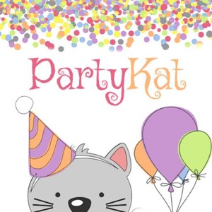 a birthday card with a cat wearing a party hat