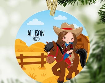 Cowgirl Christmas Ornament - Personalized Gift, Cowgirl Ornament, Horseback Riding, Horse Lover, Cowgirl Gift