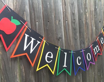 Welcome Banner, Classroom Decoration, Back to School Sign, Teacher Gift, Bulletin Board, New Teacher,