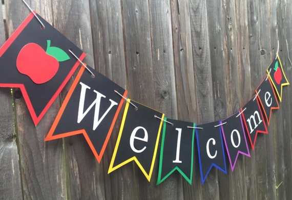 Bandera de bienvenida de vuelta a la escuela, cartel de bienvenida para el  primer día en la escuela, decoración de bienvenida para el aula preescolar