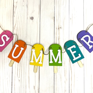 Summer Popsicle Wood Garland - Home Decor - Fireplace garland - Summer garland - Summer Decor - Ice Pops