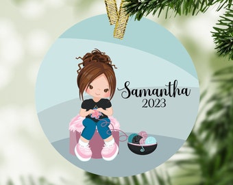 Crocheting Christmas Ornament - Crochet Ornament,  Personalized Gift, Knitting Ornament, Crafting ornament, Knitter Ornament