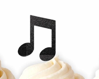 Music Note Glitter Cupcake Toppers, Music Party Decorations, Rock Star Cupcake Toppers, Rock n Roll Party Decor, Music Theme Birthday Decor