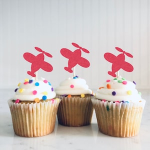 Airplane Cupcake Toppers, Airplane Party Decor, Birthday Party, Airplane Birthday, Plane Party, first birthday,