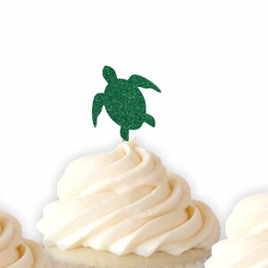Sea Turtle Cupcake Toppers, Glitter Topper, Ocean Party decor, Birthday Party, Under The Sea, Mermaid birthday, Beach Party