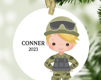 Military Christmas Ornament - Keepsake Ornament, Soldier Ornament, Military Ornament, Male Soldier, Personalized Gift, Custom Ornament