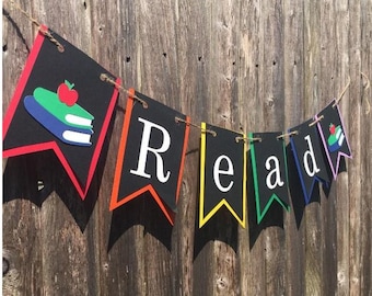 Read Classroom Banner - Library sign, Teacher Gift, Bulletin Board, Classroom Decor, Reading Banner, Book Fair